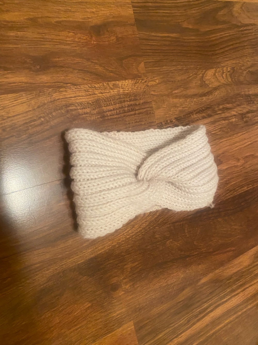 Cream Knitted Twist Headband